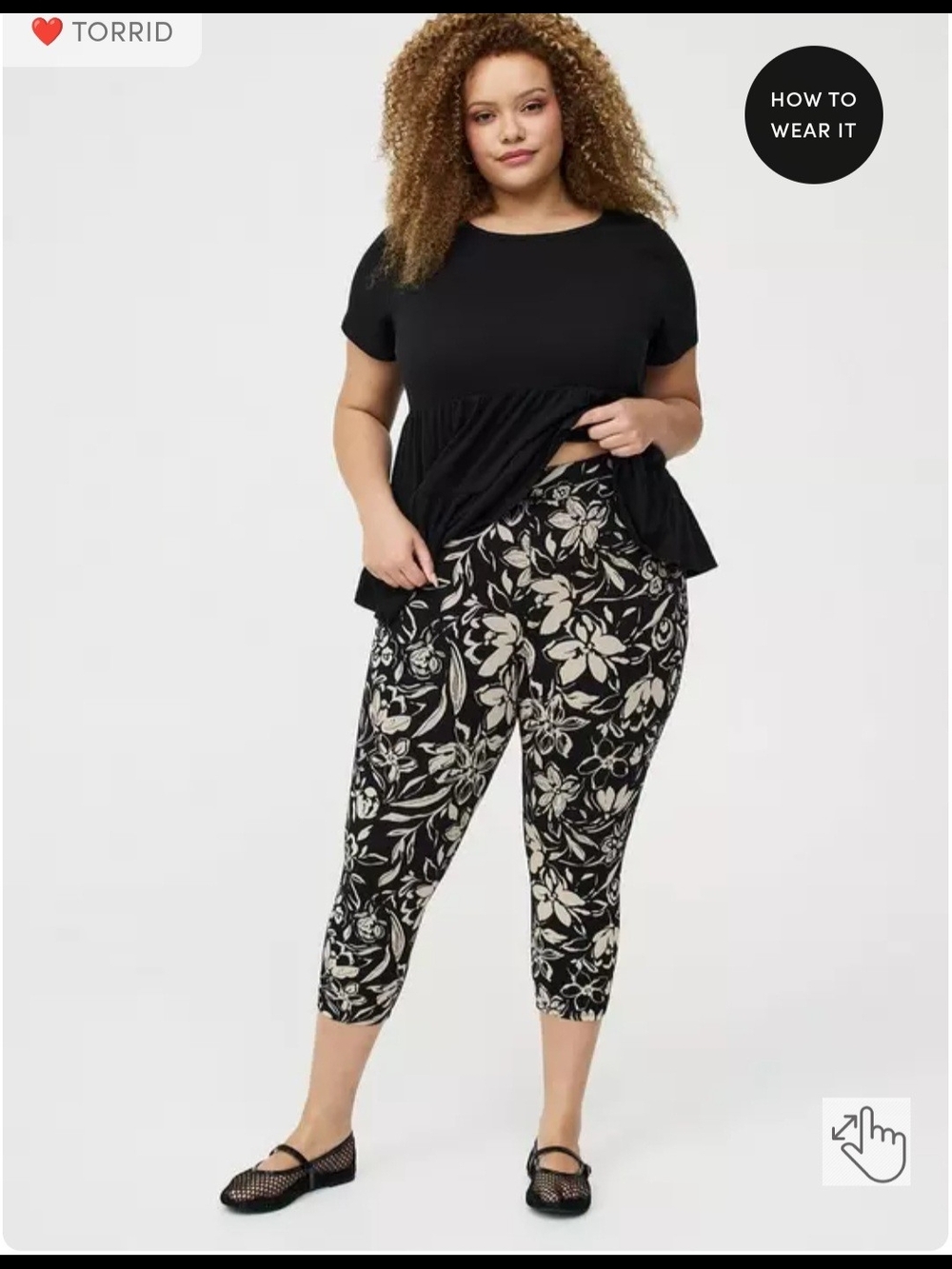 torrid Black & Cream Floral Capris